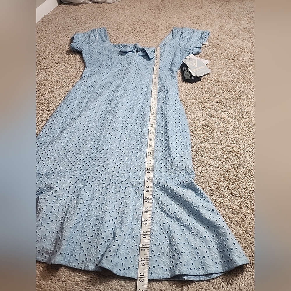 $128 Guess Women's Blue Breanna Eyelet Mini Dress Size L - Picture 9 of 11